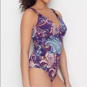 LAUREN Ralph Lauren Paisley One Piece Swimsuit underwire 12